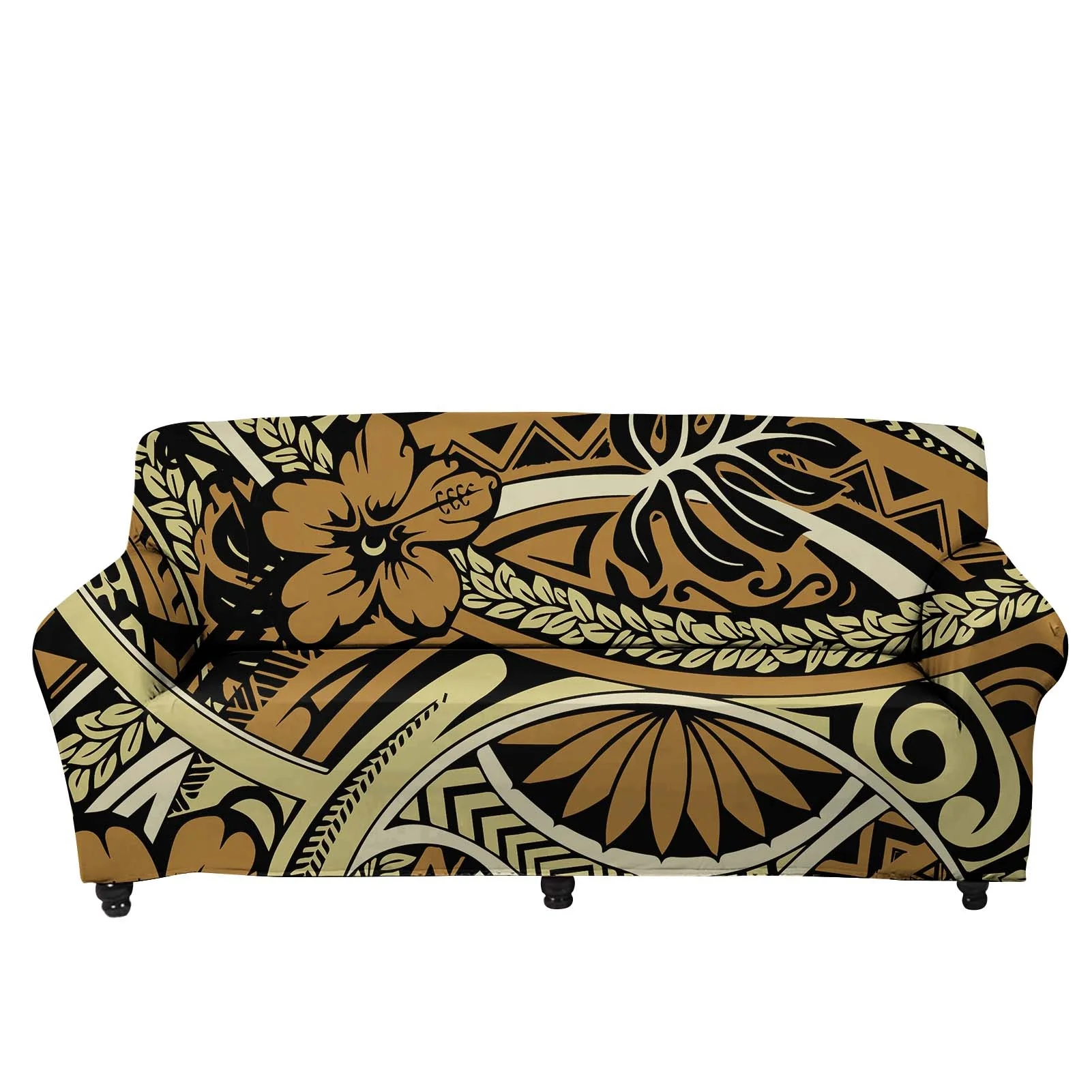 New Arrival Brown Samoan Floral Print Sofa Cover strech sofa cover Slipcover Furniture Protector universal sofa cover 3 seater