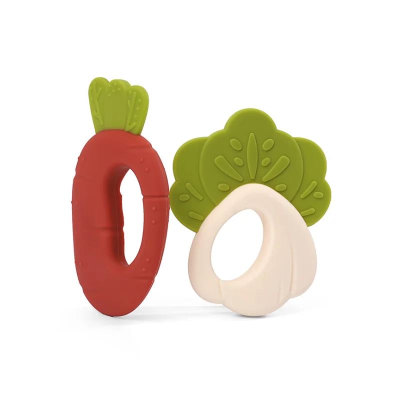 
New Design Vegetable pattern Sensory Baby Teething Toys Soft Food Grade Silicone Teether 