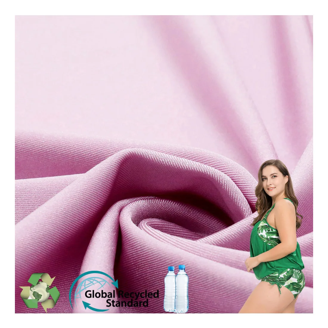 
Organic nontoxic recycled polyester dty tropical polyester fabric printed swimwear fabric for women beachwear 