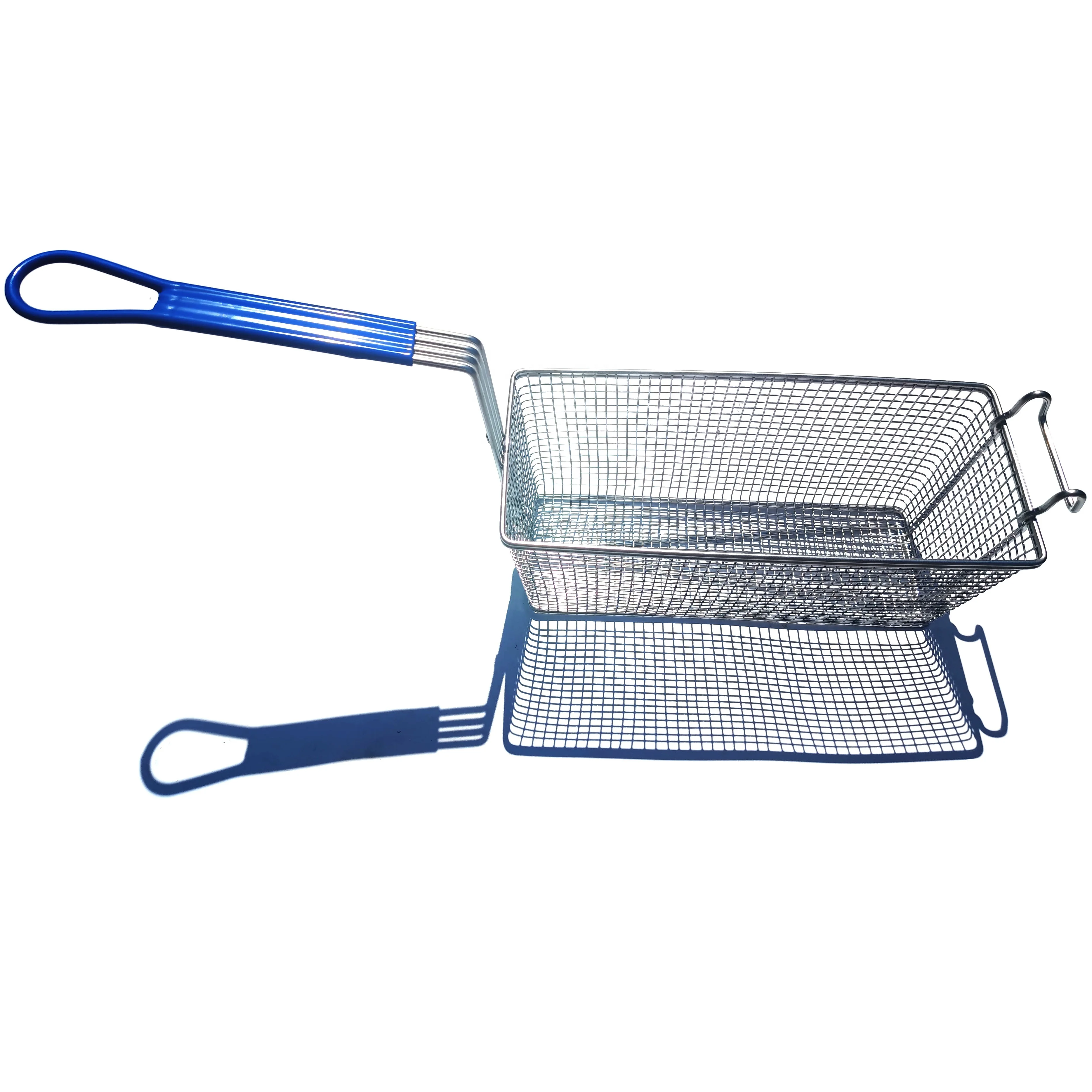 Hot selling 201/304 stainless steel snack frying basket , stock French fry frying basket , restaurant square filter basket