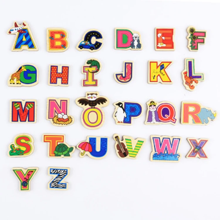 
Wooden Fishing Fridge Magnet Toy Magnetic Alphabet Letters and Numbers for Kids 