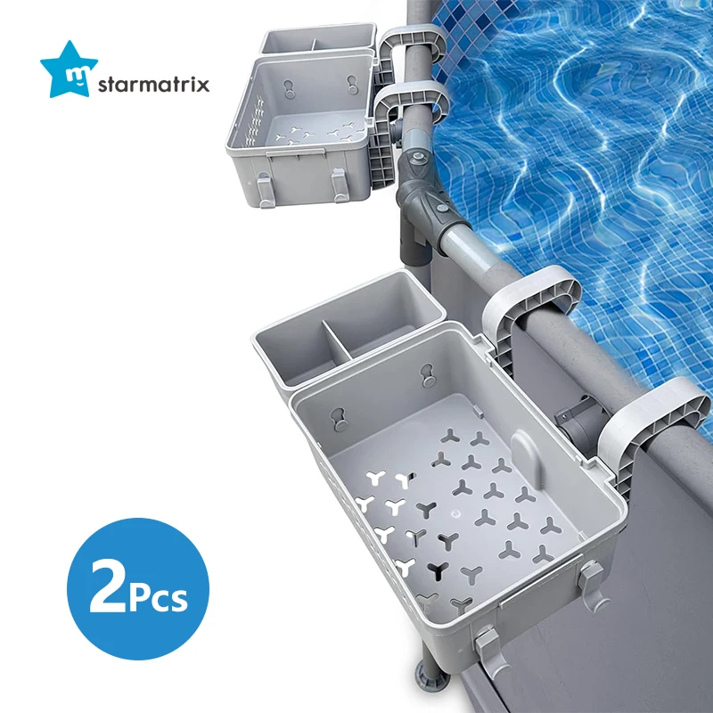 StarMatrix outside hanging basket swimming pool storage basket plastic 2 pack above ground pool storage basket cup holder