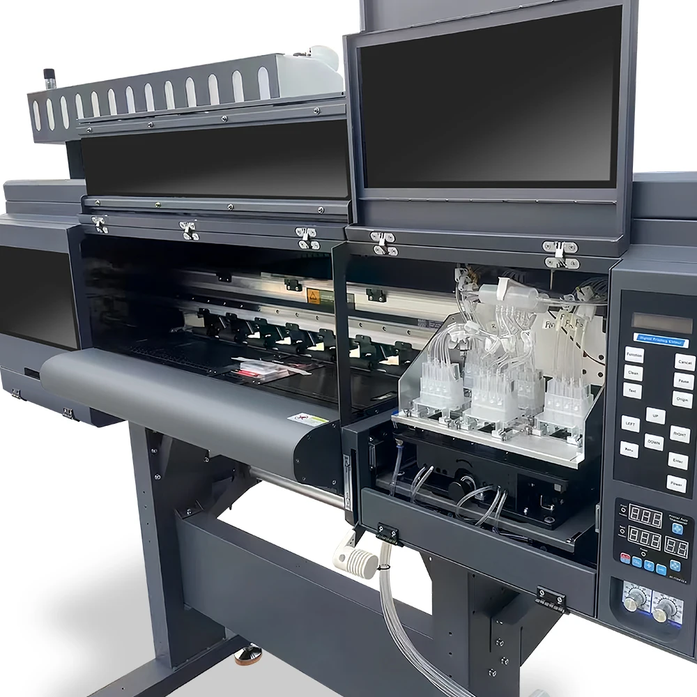 4pcs I3200 Print Head T-Shirt PET Film DTF Printer  Roll to Roll High Speed DTF Printer Printing Machine With Powder Shaker