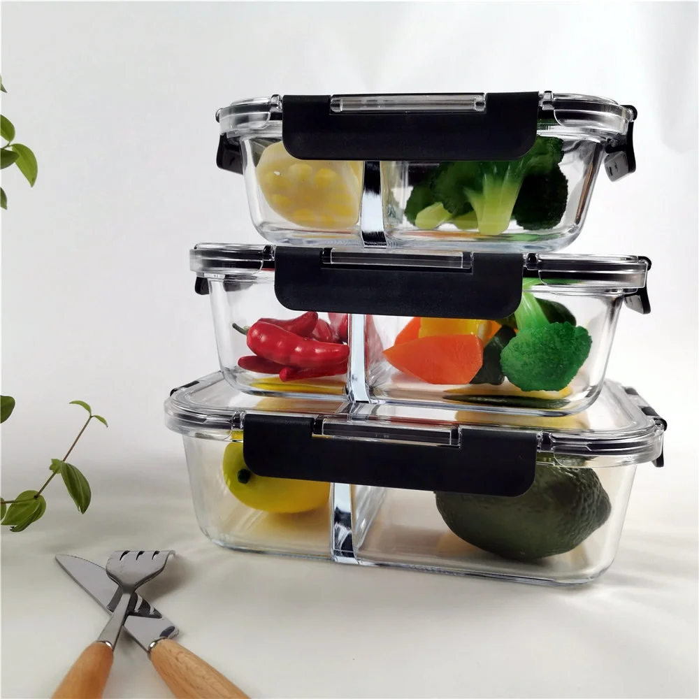 Экологически чистые стеклянные контейнеры для еды без бисфенола А 100%, безопасный контейнер для хранения пищевых продуктов с крышкой из полипропилена