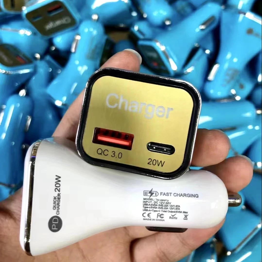 Лидер продаж, гарантированное качество, Pd20w + qc3.0 18 Вт автомобильное зарядное устройство, двойная быстрая зарядка, автомобильное быстрое зарядное устройство
