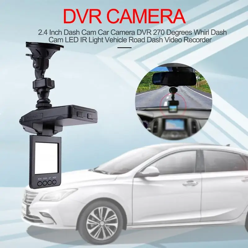 DIHAO Mini Car DVR Camera 2.4 Inch Dash Cam Car Camera DVR 270 Degrees Whirl Dash Cam LED Dash Video Recorder