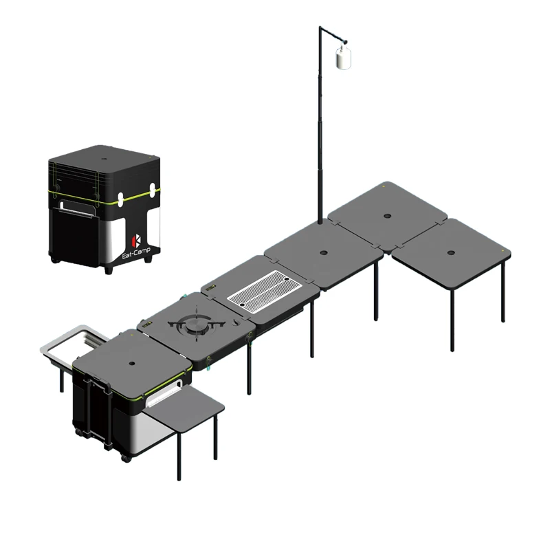Новое поступление 2022, уличный кухонный стол 6 в 1 с угольными грилями для барбекю