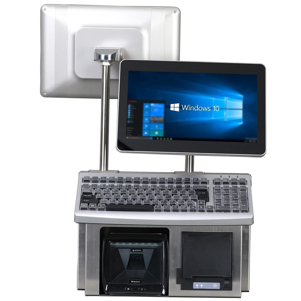 High Quality Cash Register Dual Screen Keyboard Windows Intelligent Cash Register Supermarket Settlement Equipment