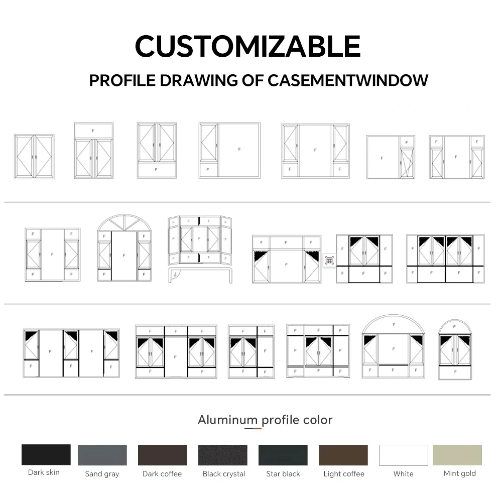 CASALANDER Custom Commercial Windows High End Large Tempered Glass Aluminium System Windows Glass Casement