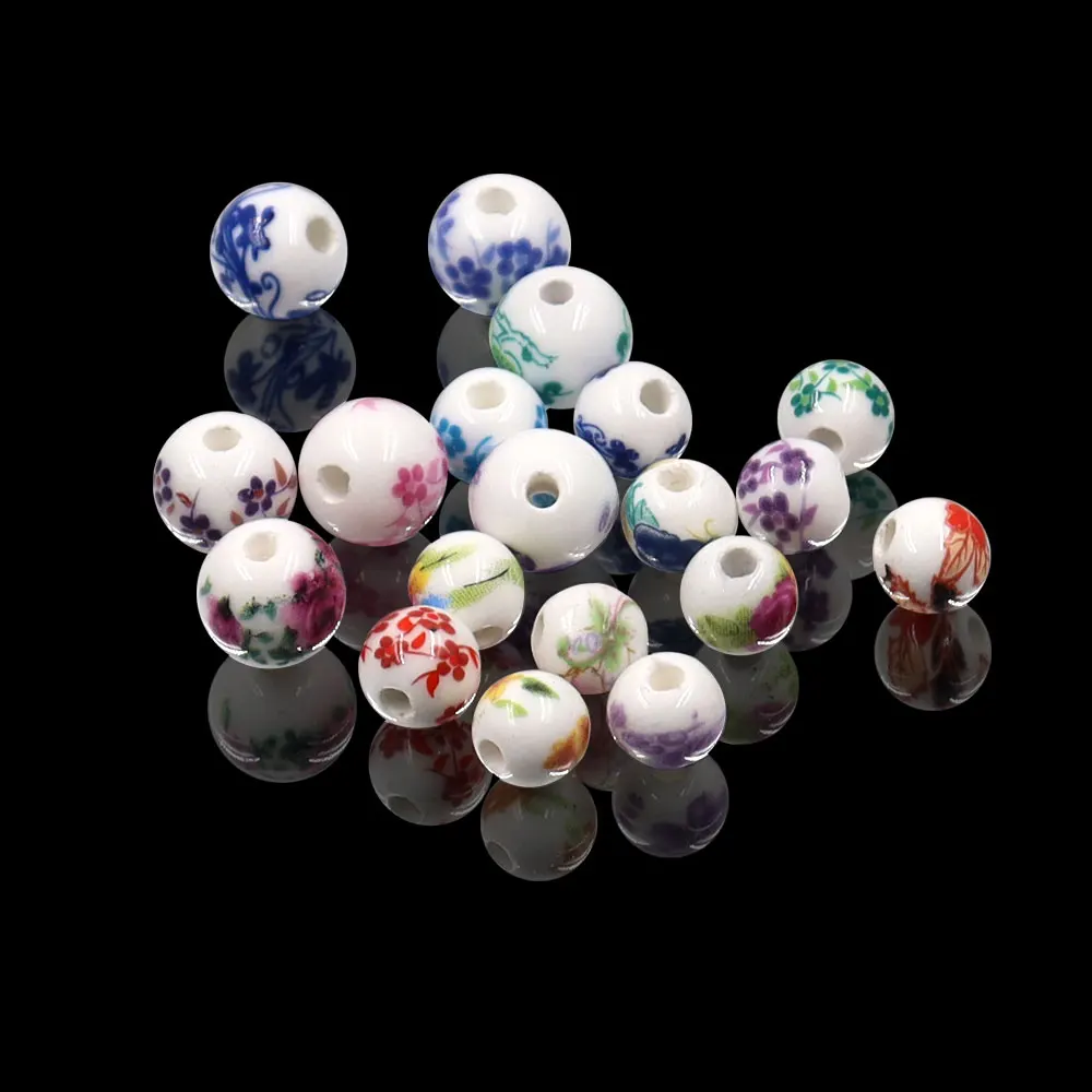 Handmade Porcelain Ceramic Flower Beads Loose 6mm 8mm 10mm & 18mm Diameter Clay Beads for Jewelry Making