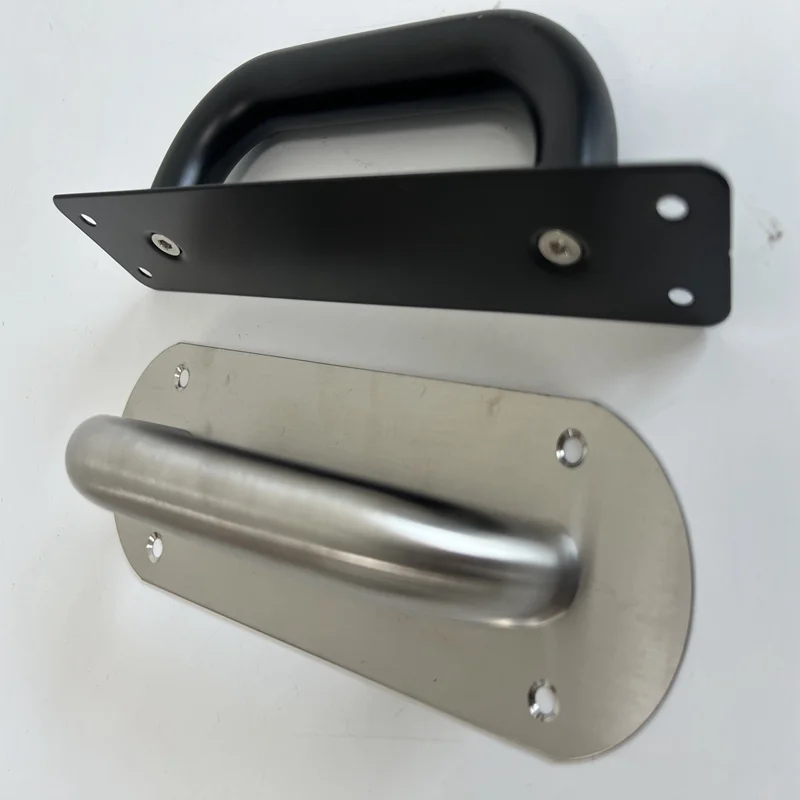 Customize stamping bending riveting aluminum pull push door handle with back plate robust door handle