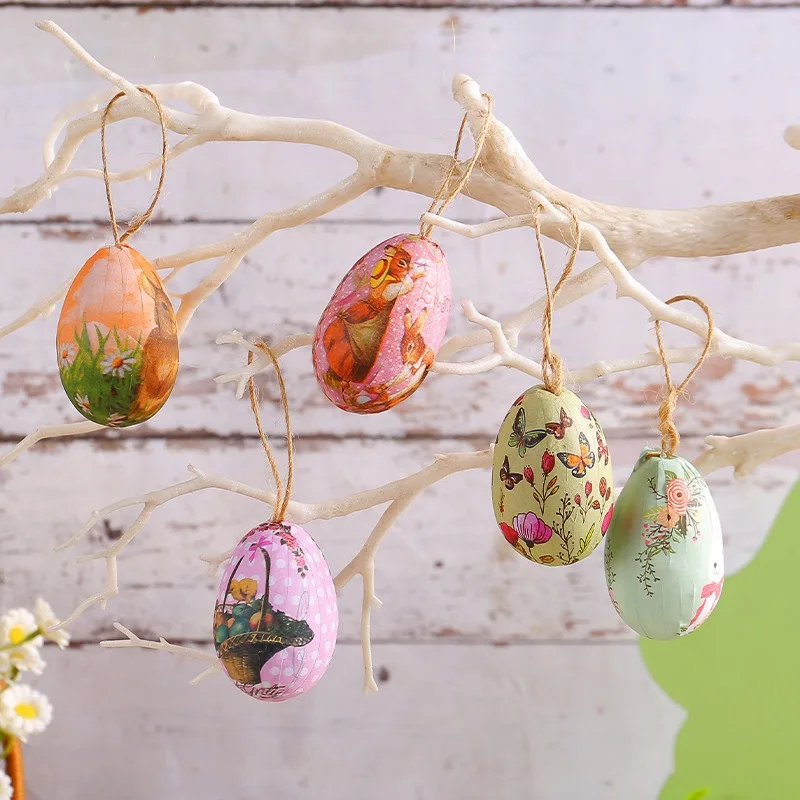 Hot selling Easter egg hanging creative woven basket Easter egg decoration scene layout