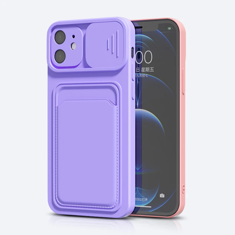 YuanQi Unique Designer Window Lens Shockproof Protection Cover With Card Soft TPU Mobile Cell Phone Case for iPhone 13 Pro Max