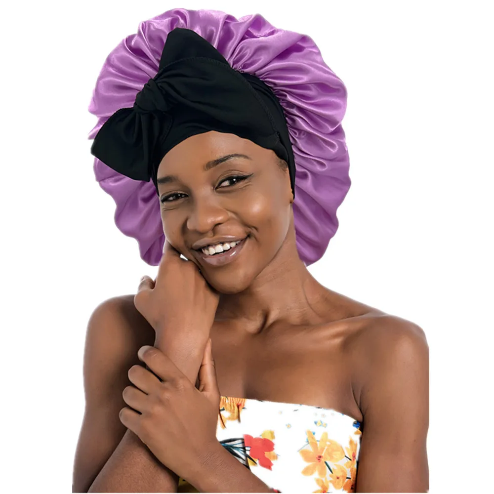 ZTZI Wholesale  hot Deals Reversible Bonnets Edge Wrap Custom Long Band Satin Hair Silk Bonnet With Ties