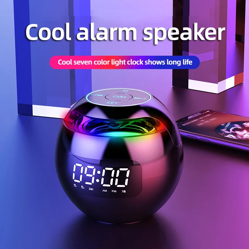 New  Arrived  Body  Motion  Sensor  Alarm Clock Speaker  With Rgb Night Light Wireless Portable MIni Music Player  FM Radio