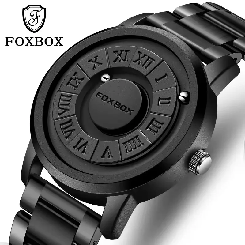 Foxbox 0047 Leather Belt Waterproof Sport Wristwatch Luxury Casual Type Business Fashion Watch Men Stainless Steel watch