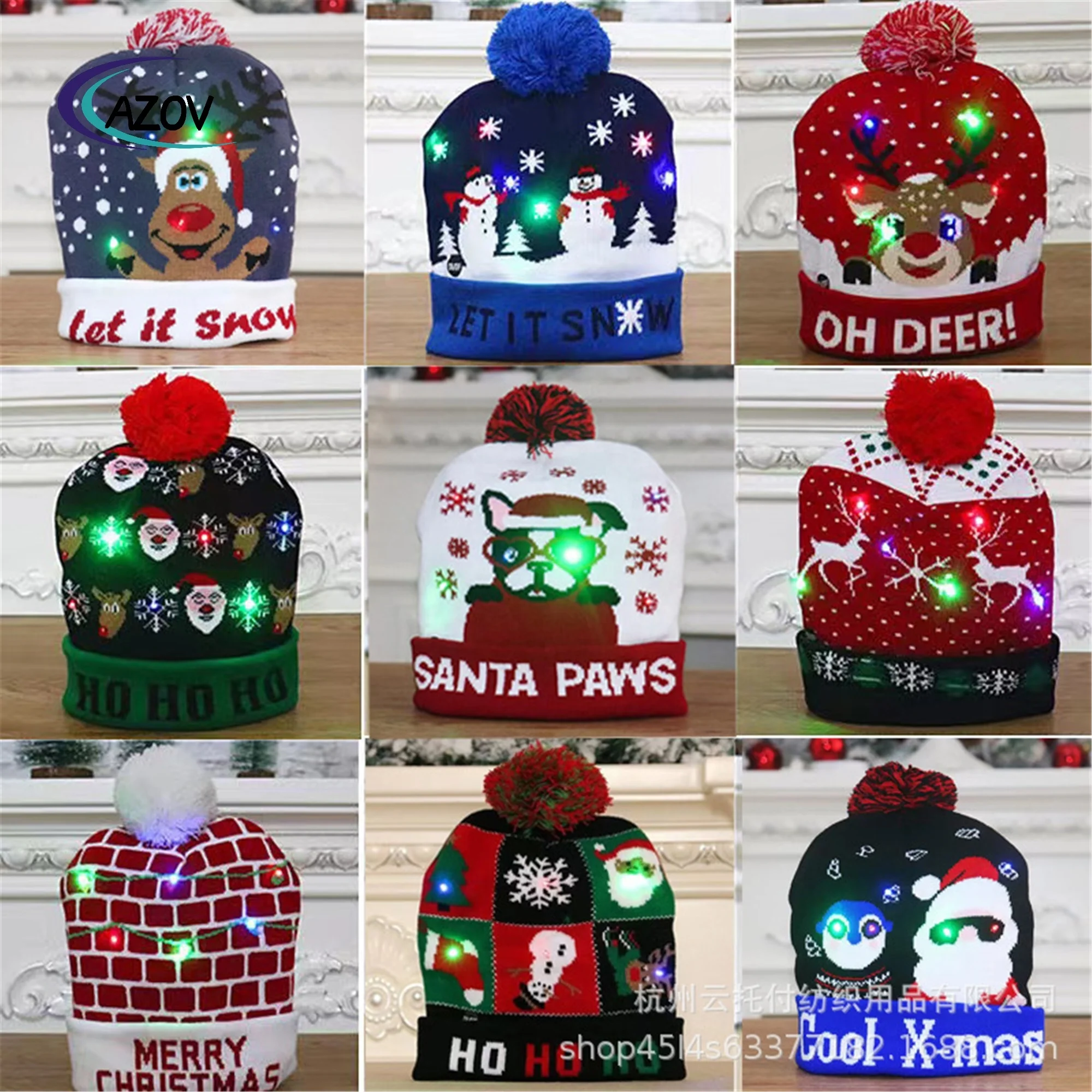 Новое поступление светящаяся Рождественская шапка для детей взрослых осень и зима теплая вязаная с принтом шерстяная