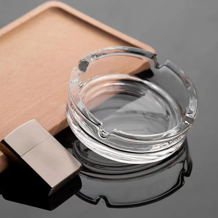 Wholesale Factory Cheap Price Round Transparent Smoke Ashtray Home Decor Smoking Accessories Clear Glass Ashtray