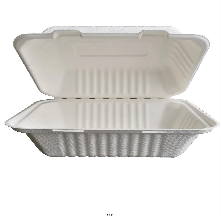 Ok compost 100% biodegradable Compostable food container tableware sugarcane bagasse clamshell bowl tray with lid