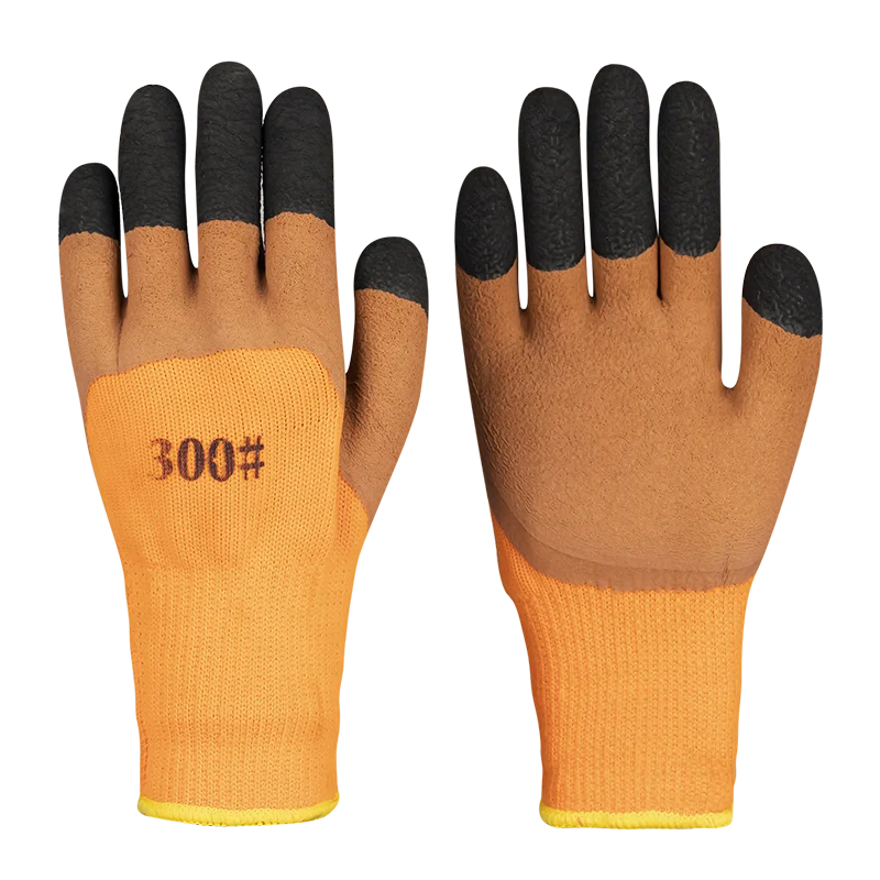 High quality 7 gauge looped pile linner foam half coated gloves,fingers strengthen