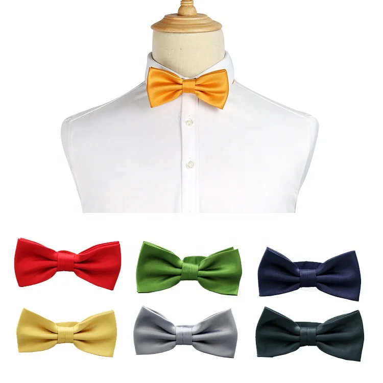 High Quality Formal Yellow 100% Pure Silk Bow Tie Men Self Tie Bow Tie