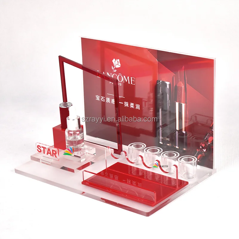 RAY YI wholesale counter acrylic lipstick makeup display rack counter stand Store use shelf cosmetic