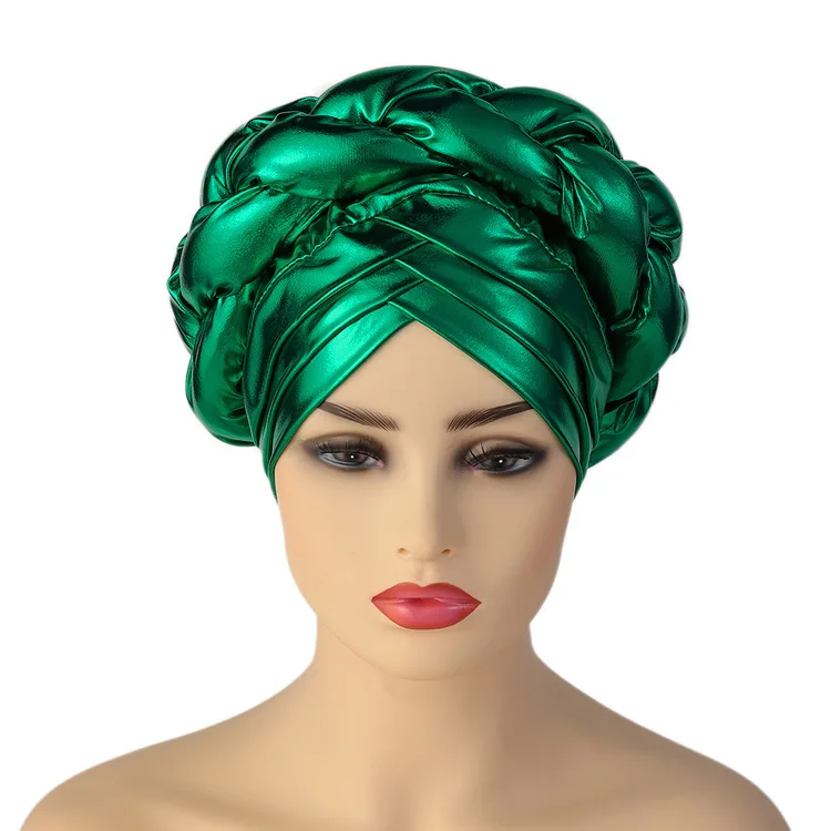 Polyester Headtie African Hat Head Wraps Turban Hijab  Wedding Aso Oke Headtie Muslim  Auto Gele Nigerian Hat Headwrap For Party