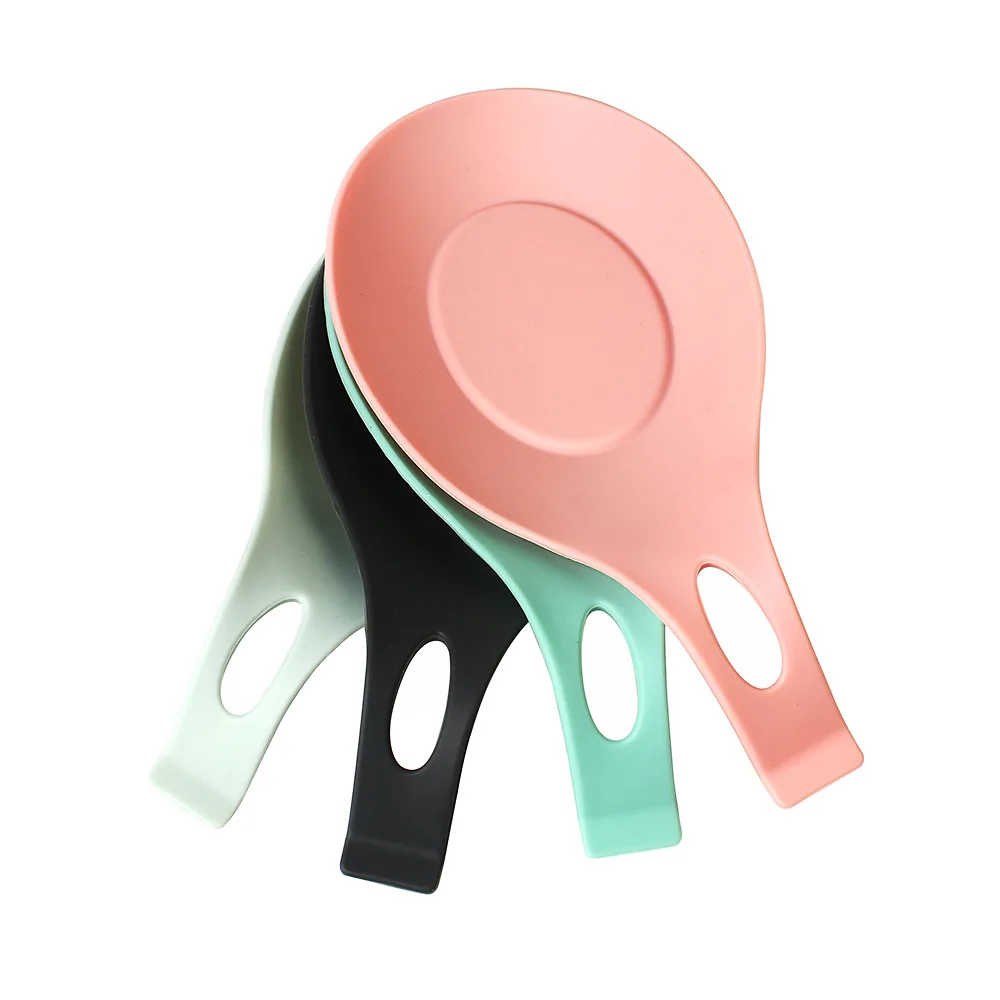 Wholesale Colorful Durable Heat Resistant Kitchen Utensils Holders Almond Shaped Mat Silicone spoon Rest