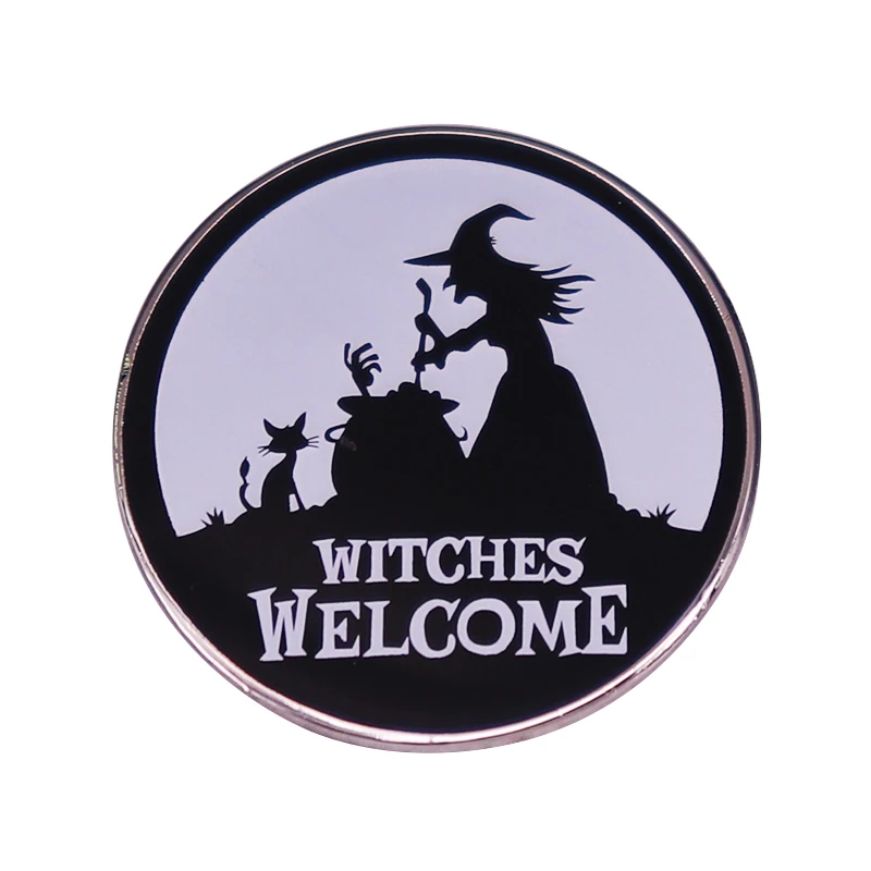 Witches Welcome Lapel Pin Witch Witchy Cat  Magic Potion Cauldron Brooch Halloween Ideas In 2021
