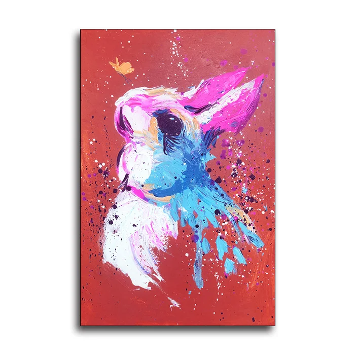 Handmade Modern Style Home Decorative A Pig with Glasses Animal Wall Art Oil Paintings On Canvas