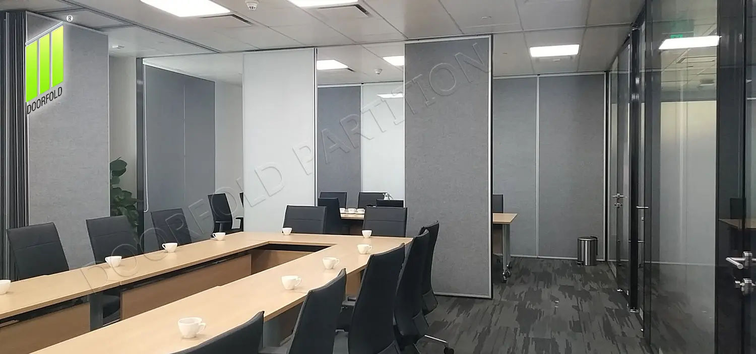 Office MDF board sound proof mobile sliding partition divider collapsible movable wall fire proof operable panel acoustic