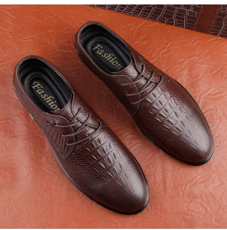 New formal business casual leather shoes cowhide British soft sole trend warm and plush driving shoes