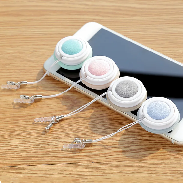 3.5*3.5*1.5cm Macaron Mobile Phone Screen Cleaner,  Mobile Phone Screen Lens Wipes Glasses with Portable Keychain