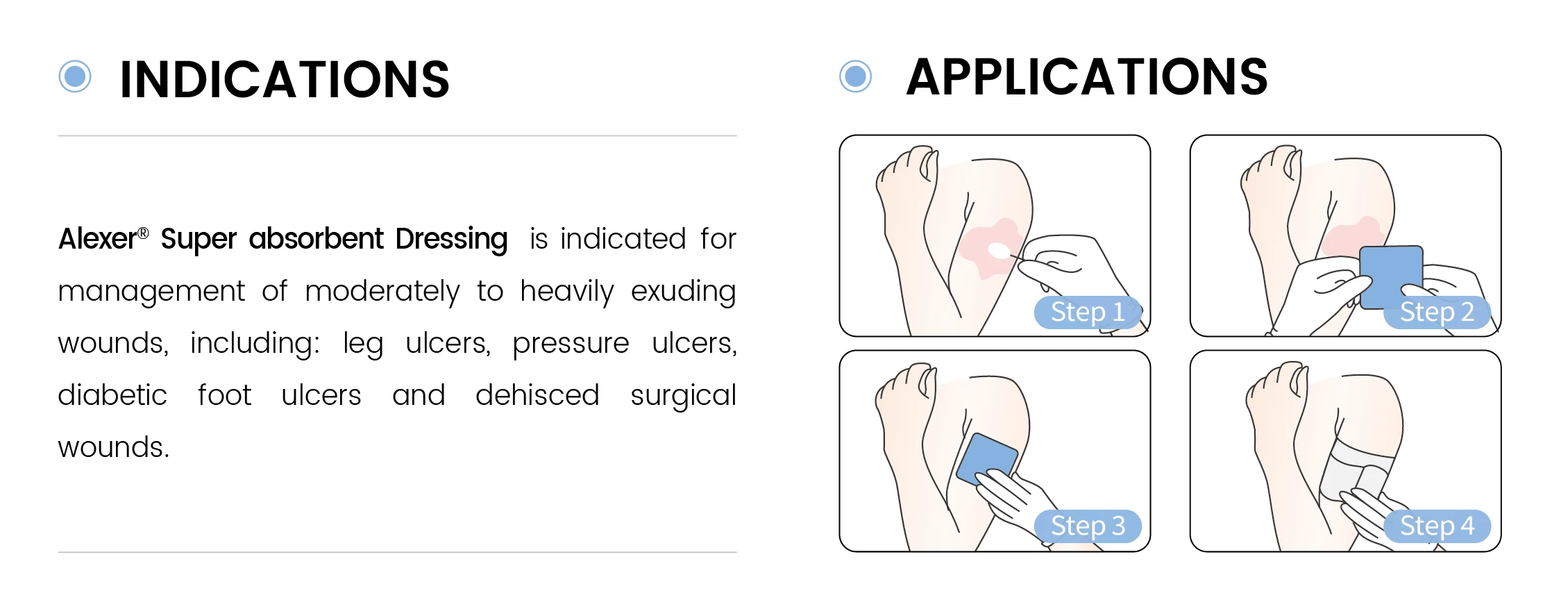 Alexer Super Absorbent Wound Dressing Non-Stick Gauze Pads, Wound Care Supplies for Pressure Ulcers, 1st/2nd Degree Burns