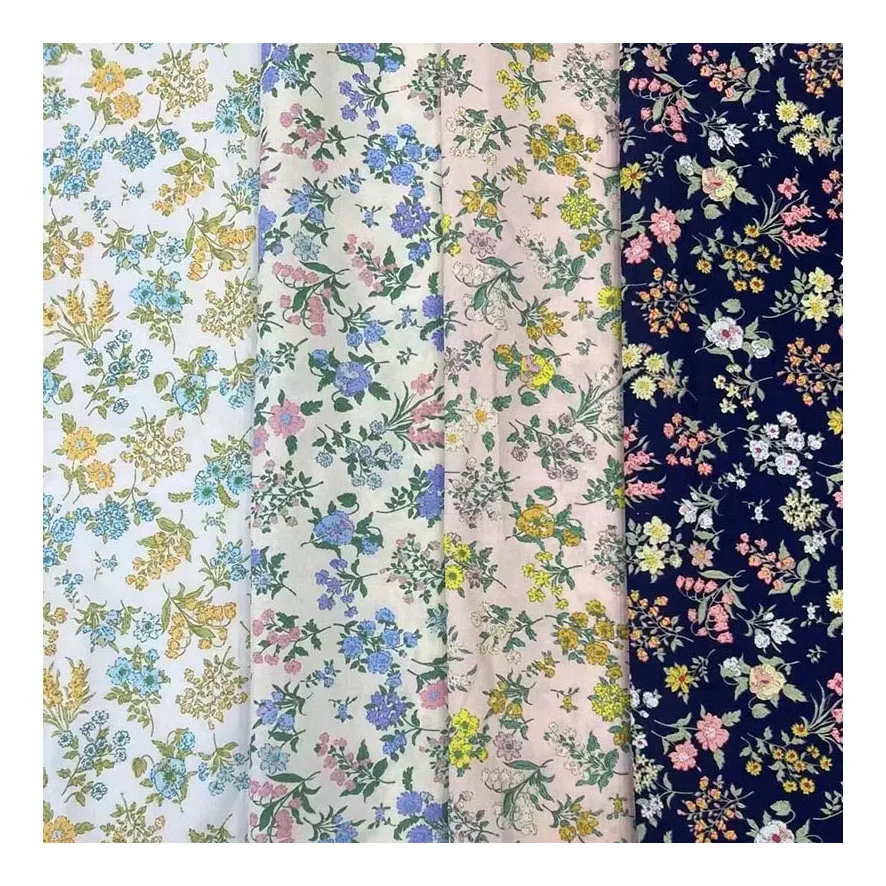 New Summer Hot Selling Flowers Free Korean Design Digital Printed Fabric 100% Pure Cotton Soft fabric