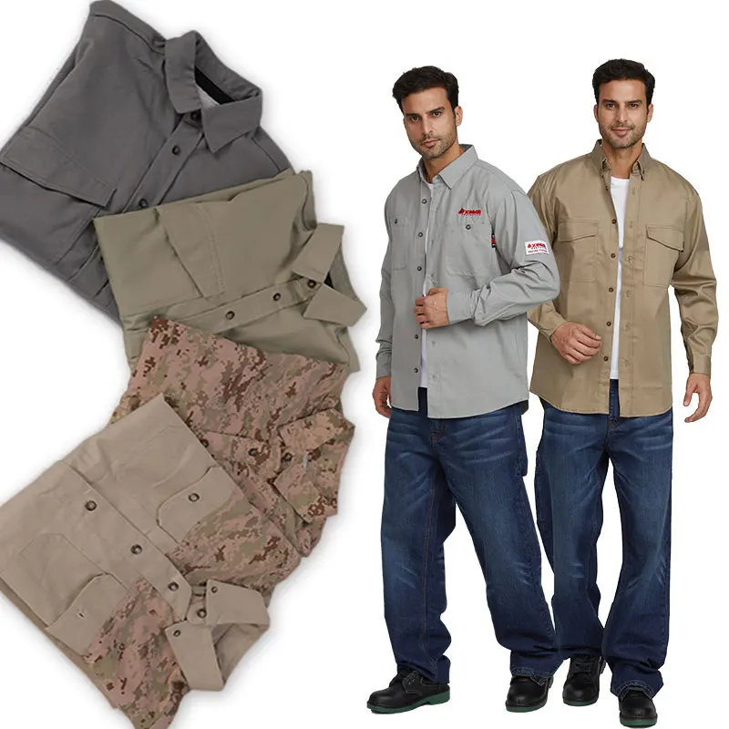 Wholesale 100% Cotton Nfpa 2112 Fire Resistant Workwear Safety Clothing Flame Retardant Long Sleeve Work Wear Fr Shirt