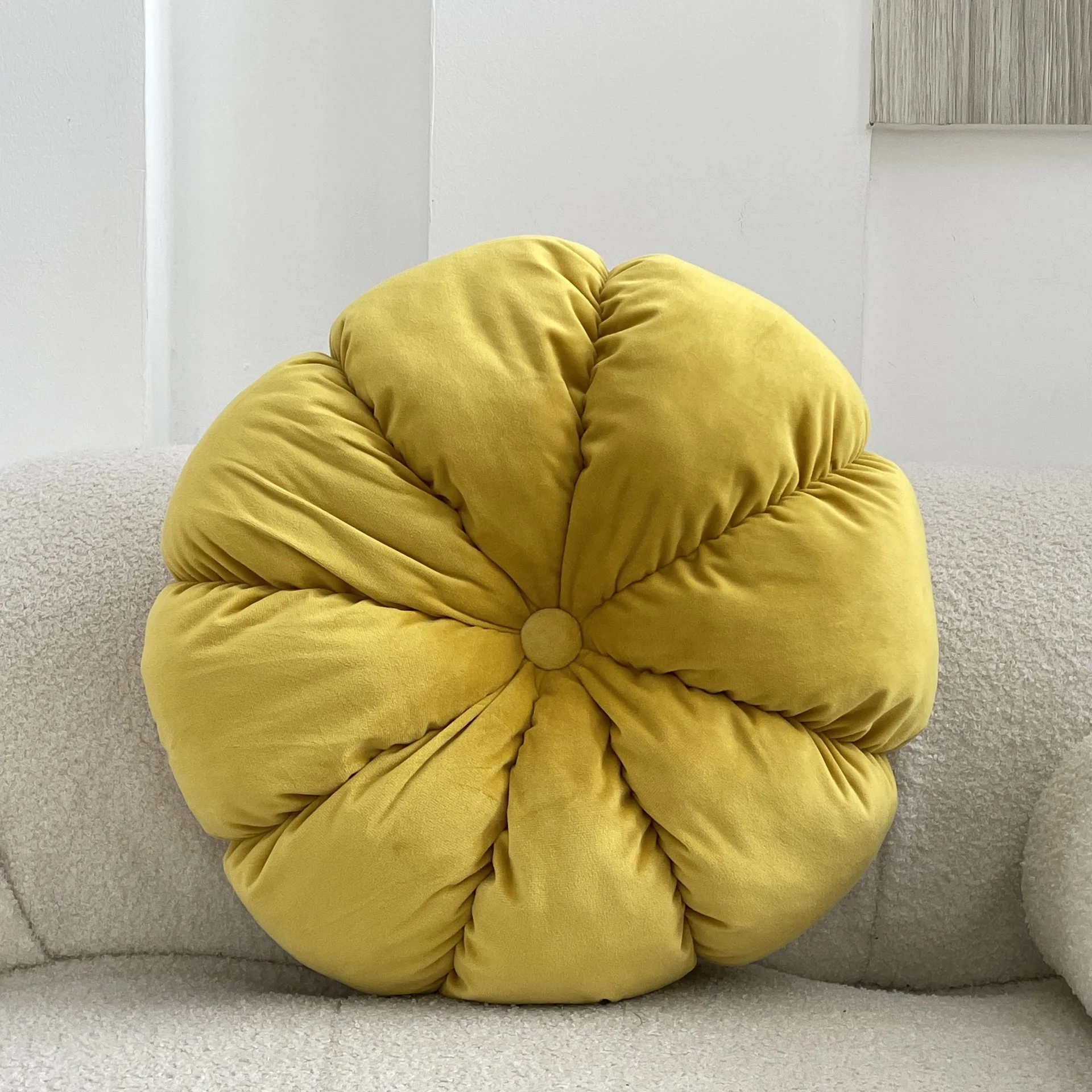 Scandinavian ins style velvet pumpkin cushion futon hand pleated sofa cushion office chair cushion floating window pillow