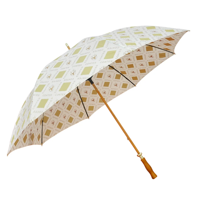 Premium gift 130cm wood shaft golf umbrella laser logo on wood handle
