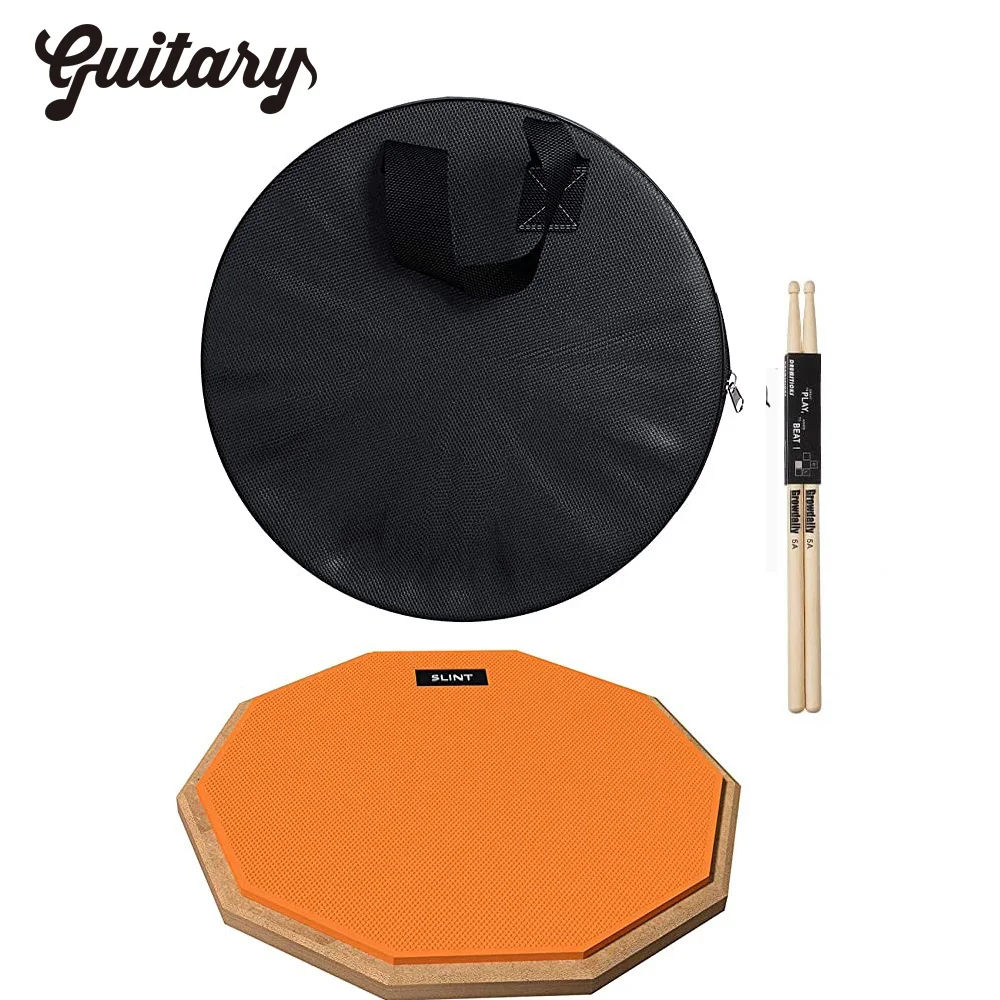 12 Inch Double Sided Practice Drum Pad with 5A Drum Sticks and Storage Bag