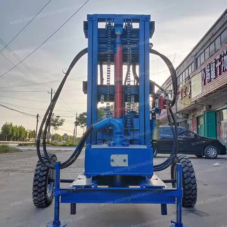 Small Water well drilling rig machine move by wheels drilling rig for water well
