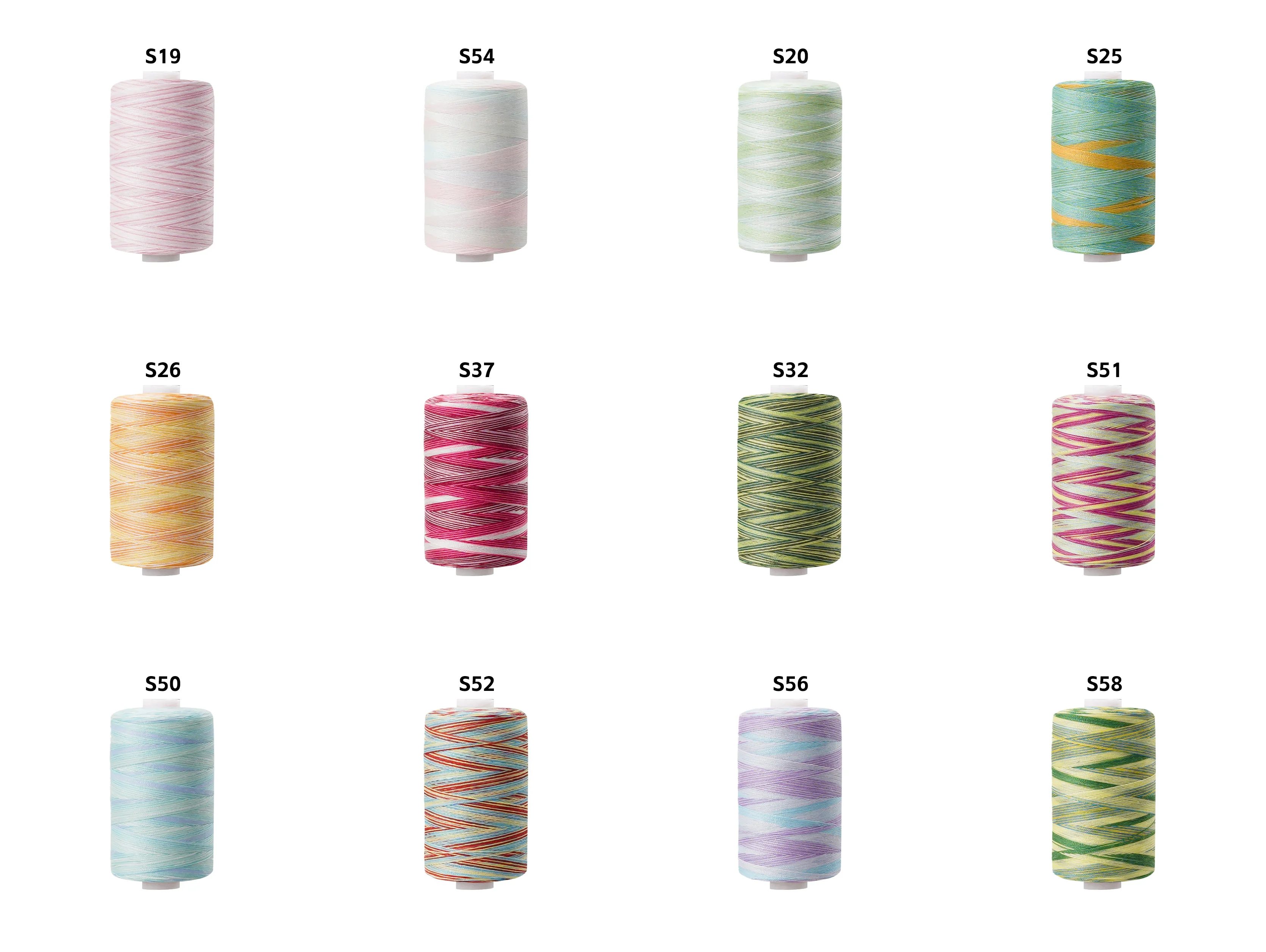 1000 Yards Polyester Multi-Color Sewing Thread Dyed Sections for Quilting & Sewing Machines for Needlework