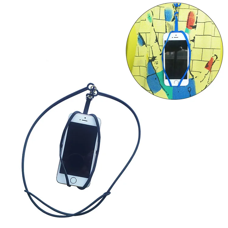 Universal Silicone Cell Phone Neck Strap Lanyard With Credit Card Pocket Holder