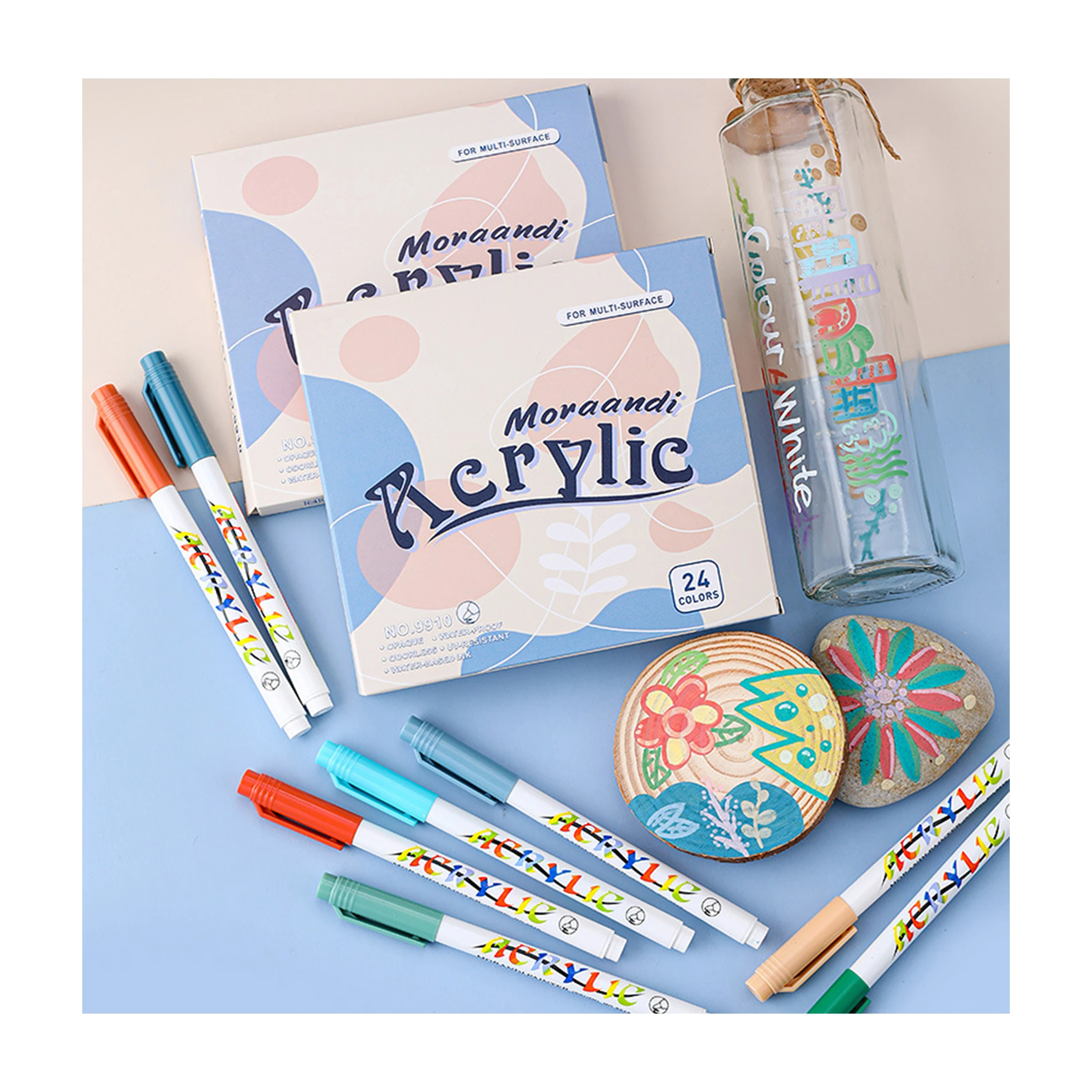 Wholesale factory Felt tip water base marker acryclic marker waterproof water color brush markers for kids acrylic paint set