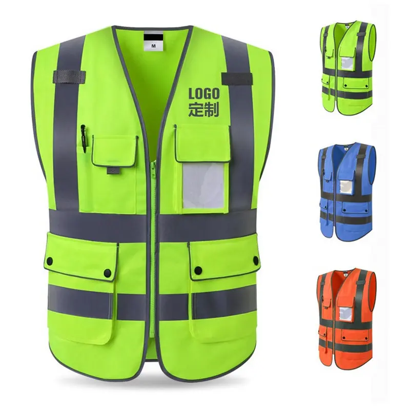 Custom outdoor protective workwear construction worker reflective road safety vest
