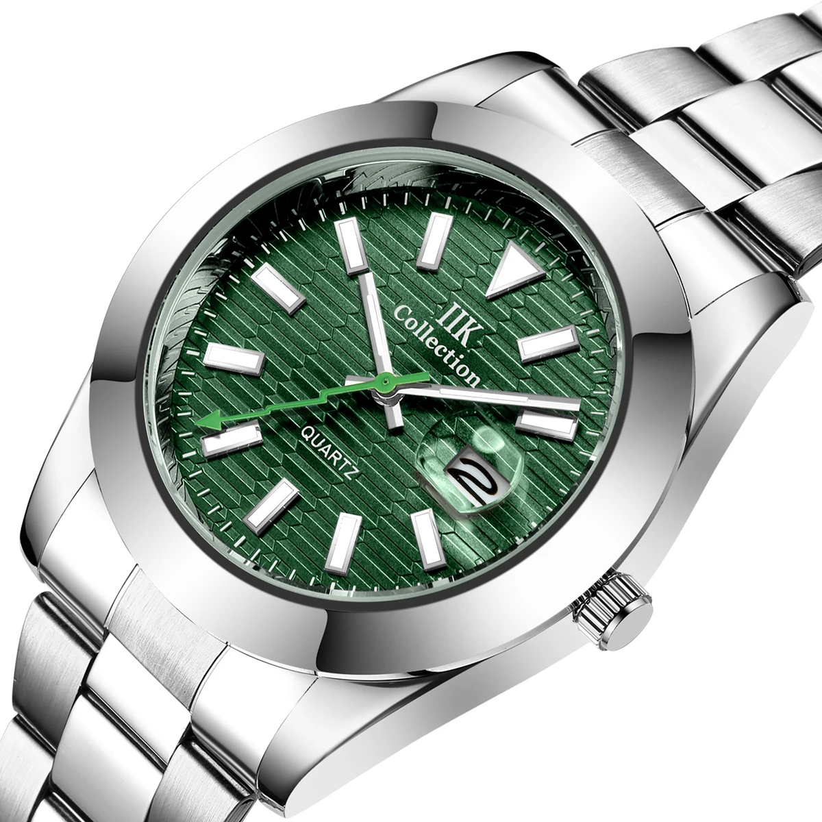 IIK GB860B 2022 New Green Dial OEM Custom Logo Men Watch Quartz Waterproof Calendar Steel Band Mens Watch