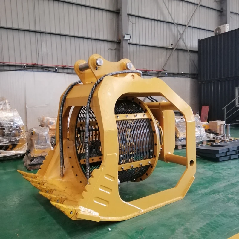 Factory Direct Sale Excavator Ballast Screening Bucket sifts out soil and debris by spining the Screening Drum