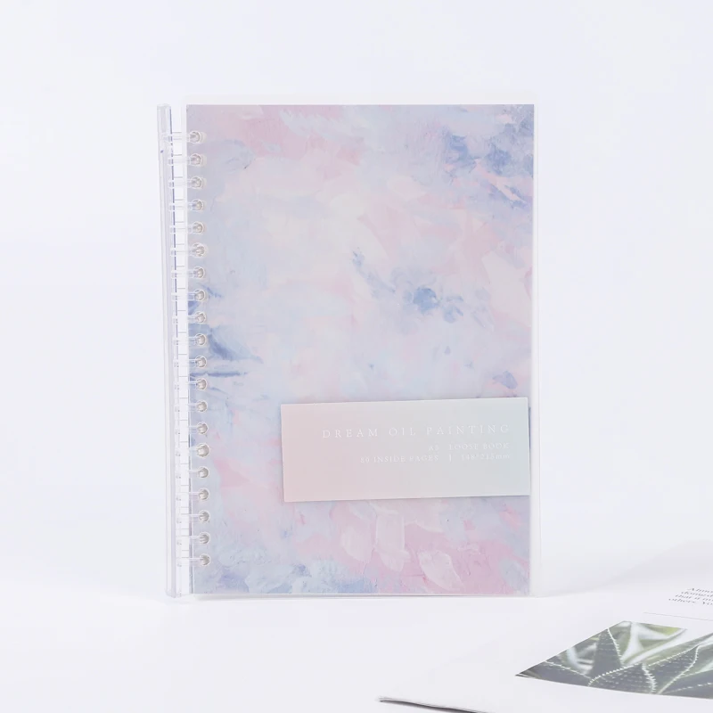 Пользовательский красочный A5/A6 мечтательная живопись пластиковая проволока O розовый спиральный блокнот