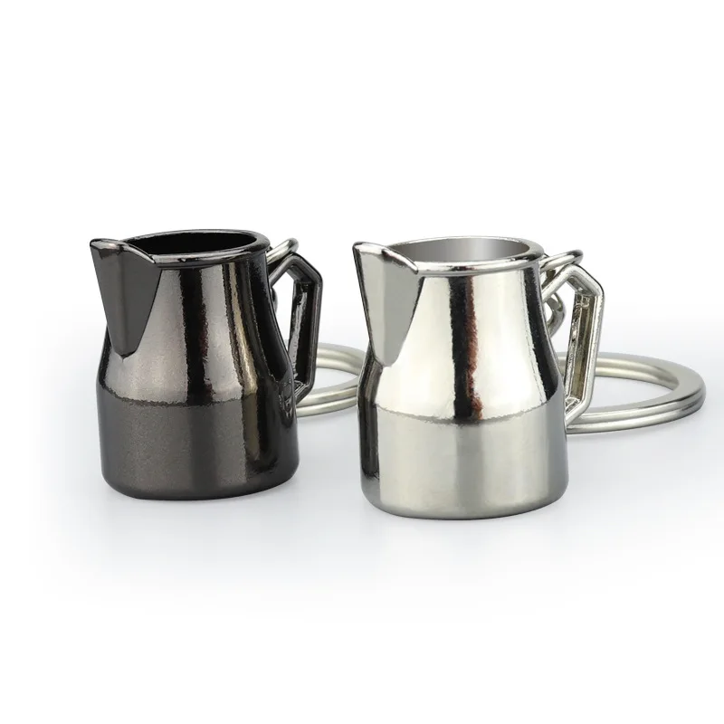 Mini Mug Key chain Coffee Bean Metal Coffee Portafilter keychain 3d Mini Coffee Cup Maker Keychain Keyring
