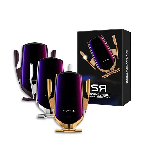 
R2 10W Qi Smart Automatic Sensor Mobile Mount Phone Holder Wireless Car Charger 