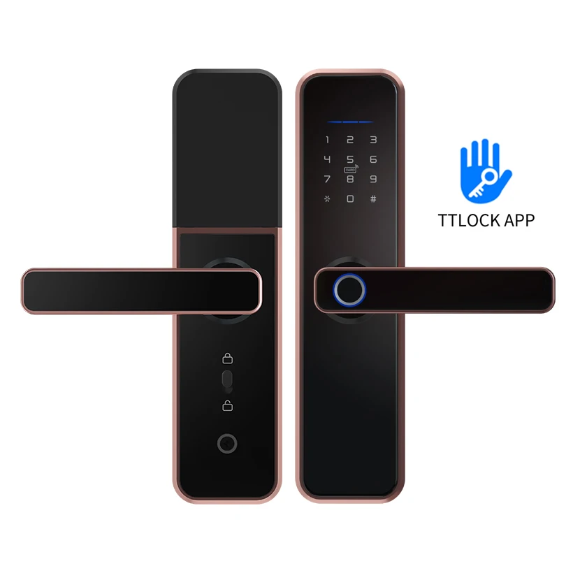 TTlock App Waterproof Smart Door Lock Biometric lock fingerprint door handle Digital Keyless lock